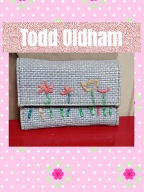 Flower Light Blue woven Wallet